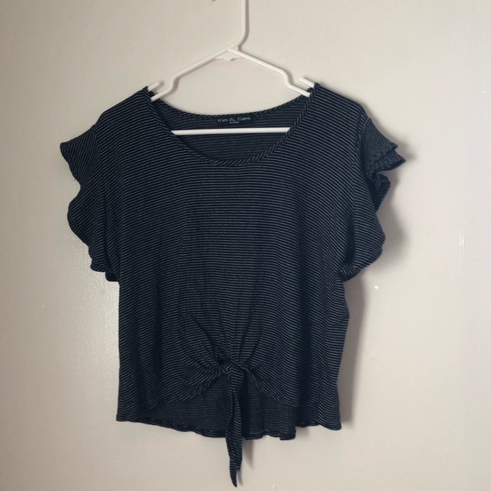 Striped Ruffle Sleeve Top Size M